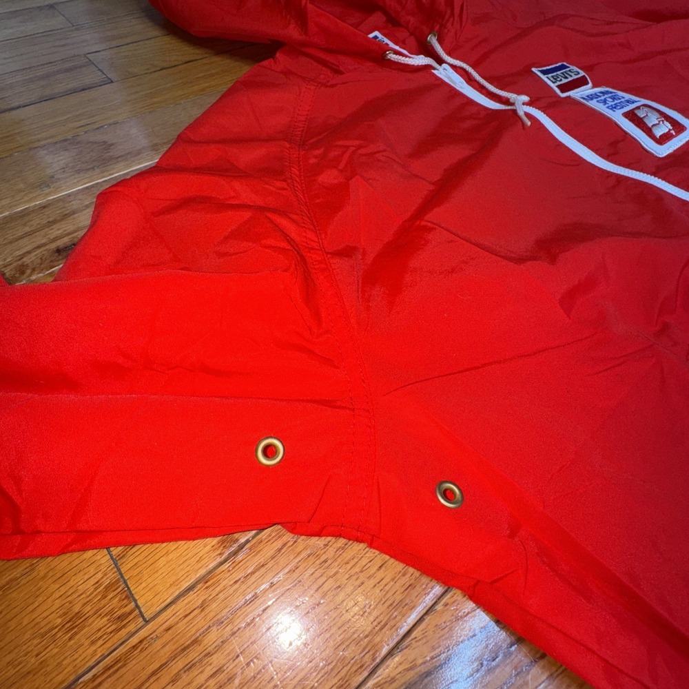 Vintage 60s Levis Hooded National Sports Festival Jacket Light Windbreaker M Red - Picture 10 of 13